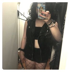 black faux leather vest